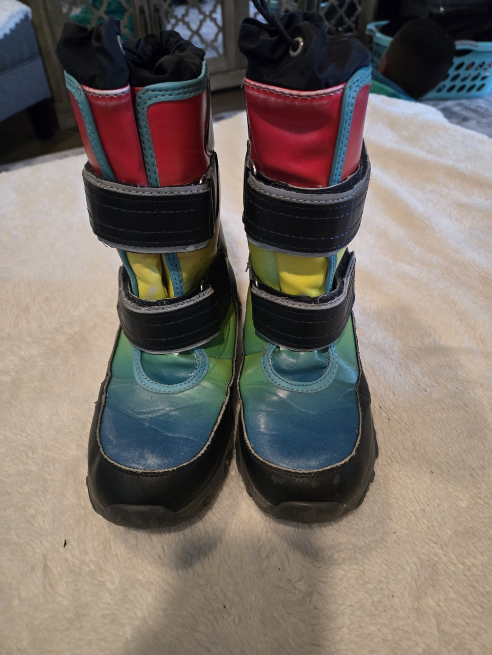 Kids Rainbow Lands End Snow Boots with Velcro Straps - Picture 5 of 8